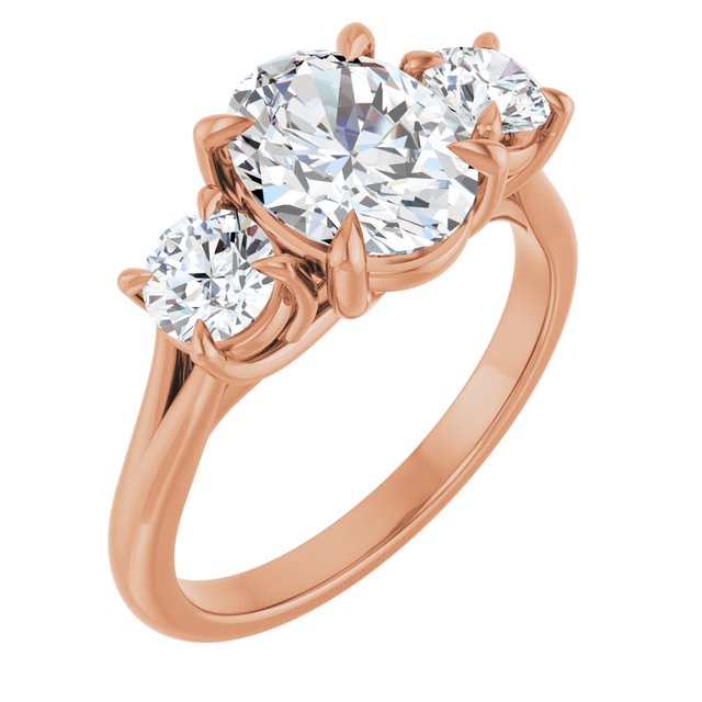 ALEGRA Trilogy Oval Engagement Ring with Split Band - 18K Rose Gold - View 1