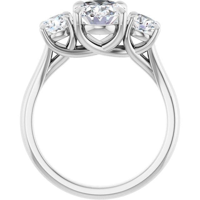 ALEGRA Trilogy Oval Engagement Ring with Split Band - Platinum - View 2