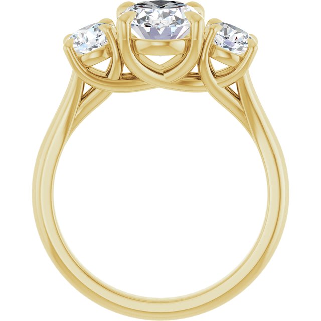 ALEGRA Trilogy Oval Engagement Ring with Split Band - 18K Yellow Gold - View 2