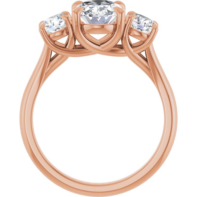 ALEGRA Trilogy Oval Engagement Ring with Split Band - 18K Rose Gold - View 2
