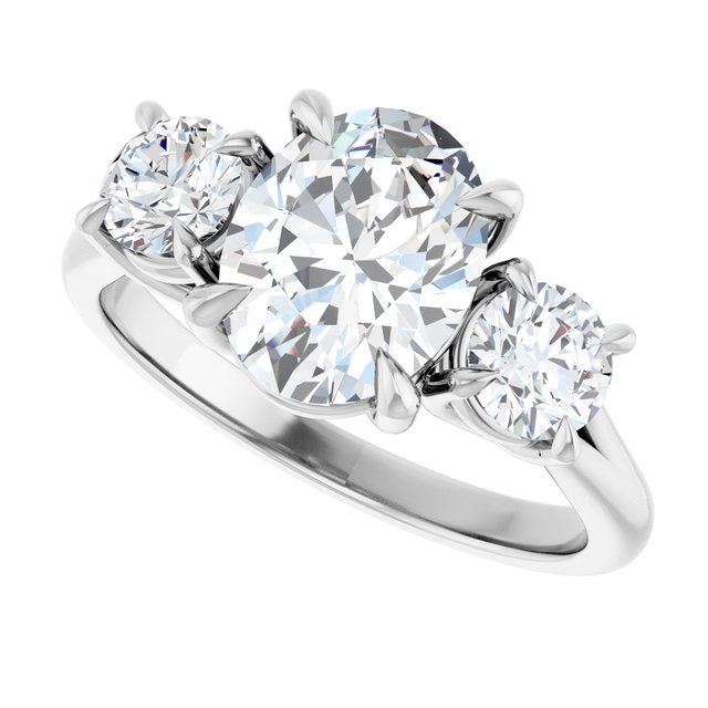 ALEGRA Trilogy Oval Engagement Ring with Split Band - Platinum - View 5