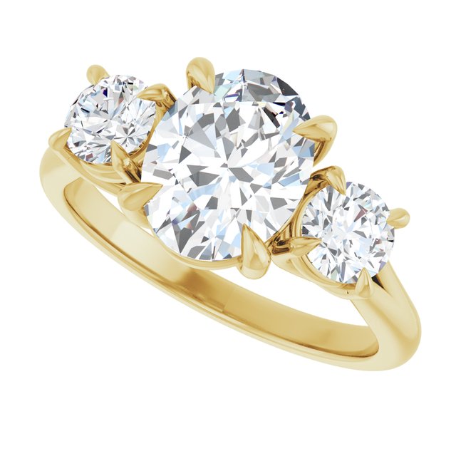 ALEGRA Trilogy Oval Engagement Ring with Split Band - 18K Yellow Gold - View 5
