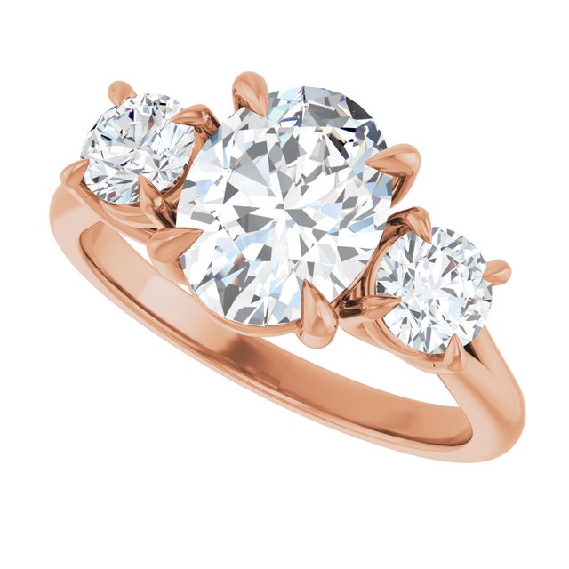 ALEGRA Trilogy Oval Engagement Ring with Split Band - 18K Rose Gold - View 5