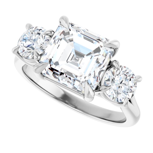 ALEGRA Trilogy Asscher Engagement Ring with Split Band - Platinum - View 5