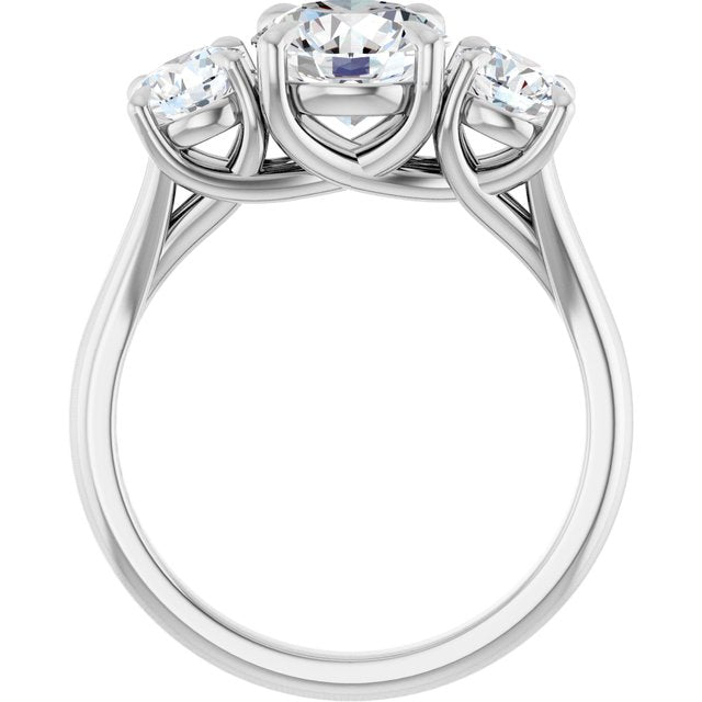 ALEGRA Trilogy Round Engagement Ring with Split Band - Platinum - View 2