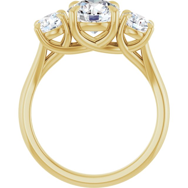ALEGRA Trilogy Round Engagement Ring with Split Band - 18K Yellow Gold - View 2