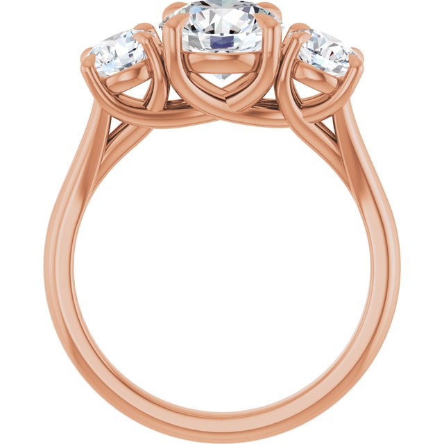 ALEGRA Trilogy Round Engagement Ring with Split Band - 18K Rose Gold - View 2