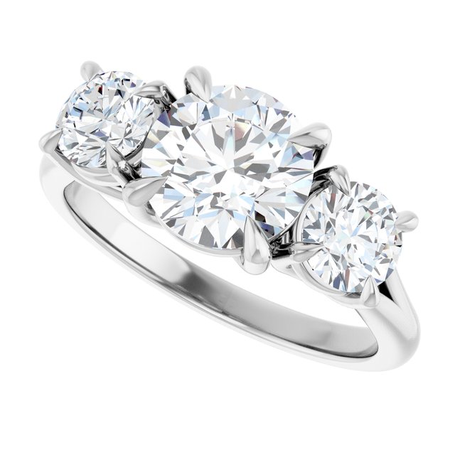 ALEGRA Trilogy Round Engagement Ring with Split Band - Platinum - View 5
