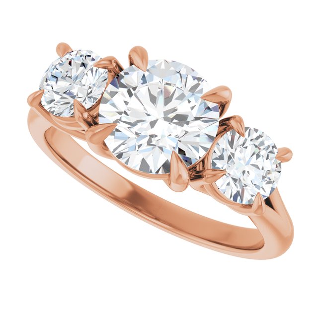 ALEGRA Trilogy Round Engagement Ring with Split Band - 18K Rose Gold - View 5