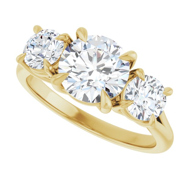 ALEGRA Trilogy Round Engagement Ring with Split Band - 18K Yellow Gold - View 5