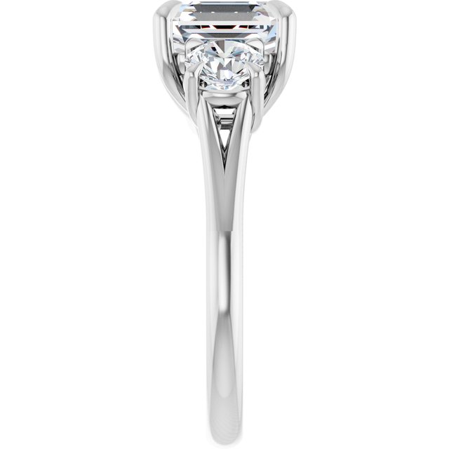 ALEGRA Trilogy Asscher Engagement Ring with Split Band - Platinum - View 4