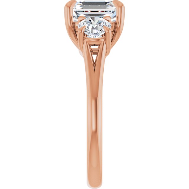 ALEGRA Trilogy Asscher Engagement Ring with Split Band - 18K Rose Gold - View 4