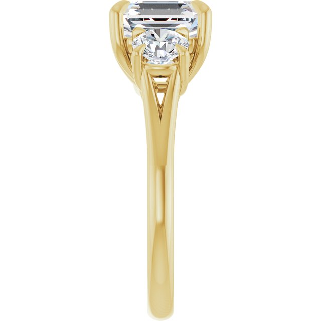 ALEGRA Trilogy Asscher Engagement Ring with Split Band - 18K Yellow Gold - View 4