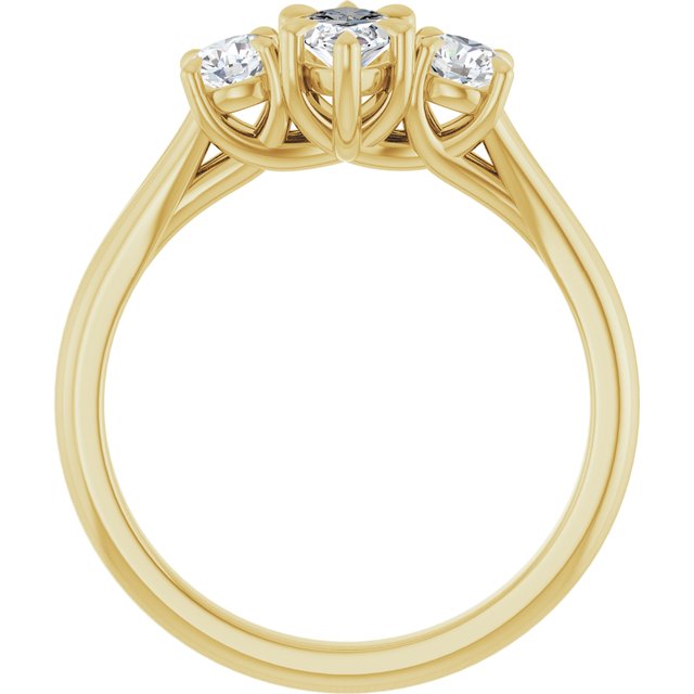 ALEGRA Trilogy Marquise Engagement Ring with Split Band - 18K Yellow Gold - View 2