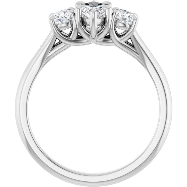 ALEGRA Trilogy Marquise Engagement Ring with Split Band - Platinum - View 2