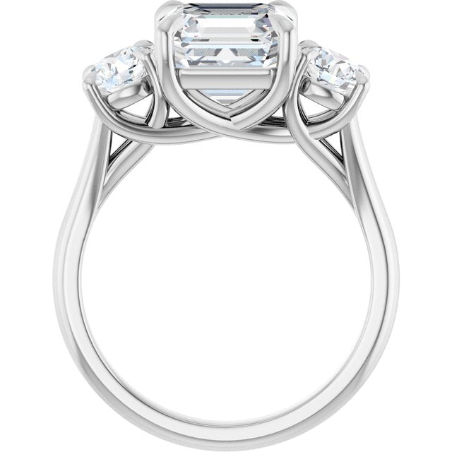 ALEGRA Trilogy Asscher Engagement Ring with Split Band - Platinum - View 2
