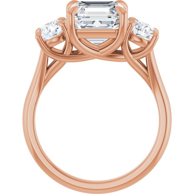 ALEGRA Trilogy Asscher Engagement Ring with Split Band - 18K Rose Gold - View 2
