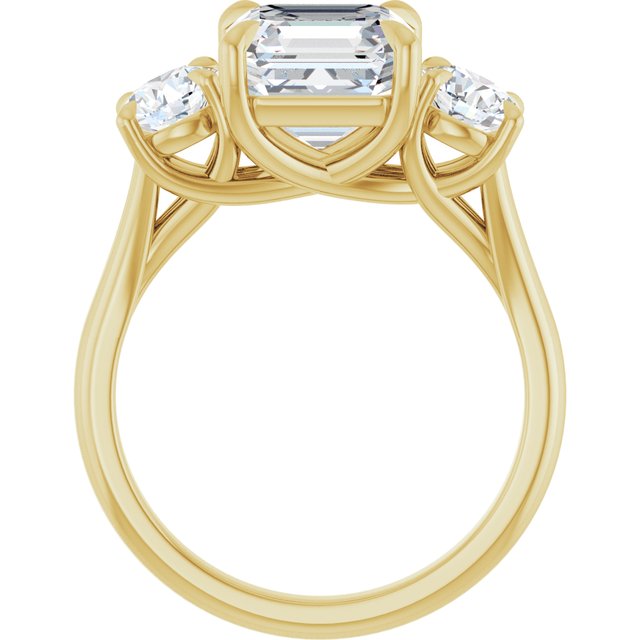 ALEGRA Trilogy Asscher Engagement Ring with Split Band - 18K Yellow Gold - View 2