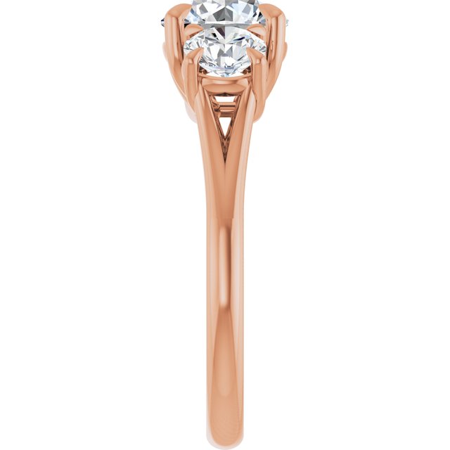 ALEGRA Trilogy Round Engagement Ring with Split Band - 18K Rose Gold - View 4