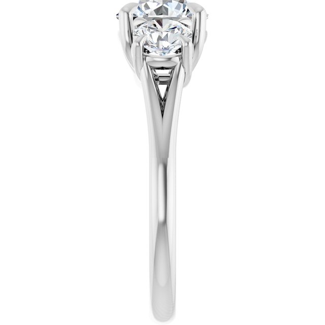 ALEGRA Trilogy Round Engagement Ring with Split Band - Platinum - View 4