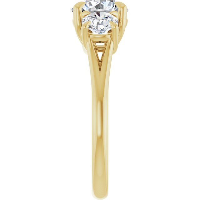 ALEGRA Trilogy Round Engagement Ring with Split Band - 18K Yellow Gold - View 4