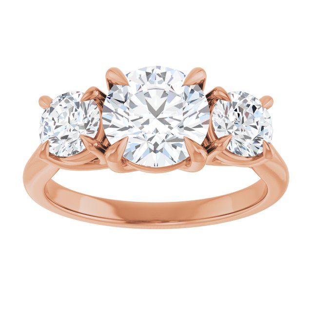 ALEGRA Trilogy Round Engagement Ring with Split Band - 18K Rose Gold - View 3
