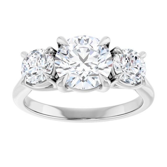 ALEGRA Trilogy Round Engagement Ring with Split Band - Platinum - View 3