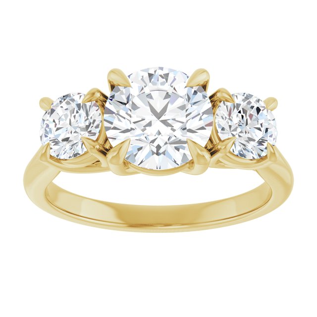 ALEGRA Trilogy Round Engagement Ring with Split Band - 18K Yellow Gold - View 3