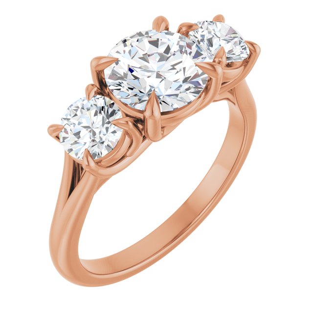 ALEGRA Trilogy Round Engagement Ring with Split Band - 18K Rose Gold - View 1