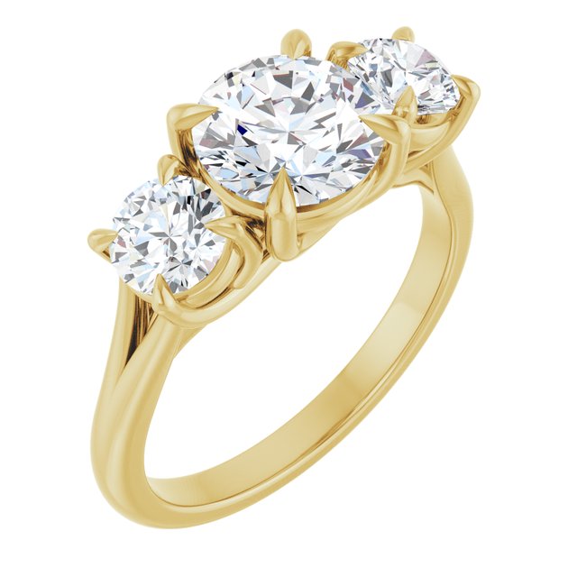 ALEGRA Trilogy Round Engagement Ring with Split Band - 18K Yellow Gold - View 1