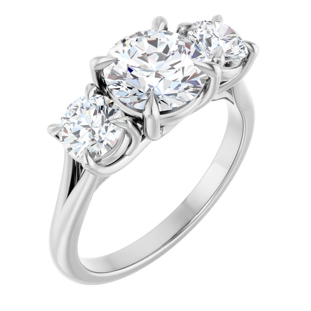 ALEGRA Trilogy Round Engagement Ring with Split Band - Platinum - View 1