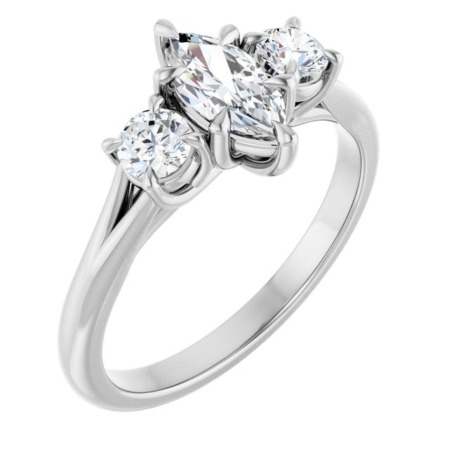 ALEGRA Trilogy Marquise Engagement Ring with Split Band - Platinum - View 1