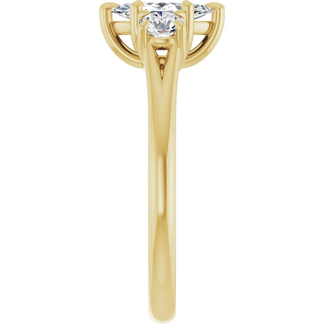 ALEGRA Trilogy Marquise Engagement Ring with Split Band - 18K Yellow Gold - View 4