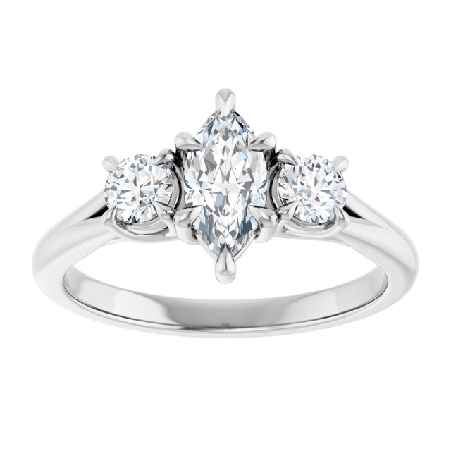 ALEGRA Trilogy Marquise Engagement Ring with Split Band - Platinum - View 3