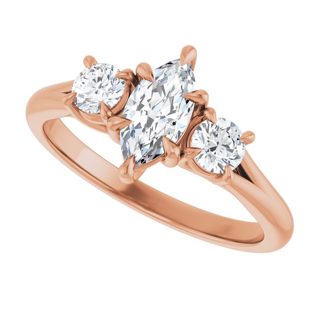 ALEGRA Trilogy Marquise Engagement Ring with Split Band - 18K Rose Gold - View 5
