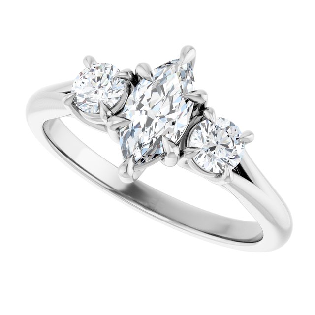 ALEGRA Trilogy Marquise Engagement Ring with Split Band - Platinum - View 5