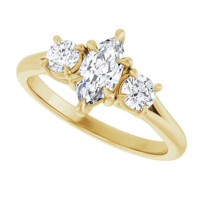 ALEGRA Trilogy Marquise Engagement Ring with Split Band - 18K Yellow Gold - View 5