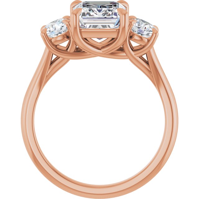 ALEGRA Trilogy Emerald Engagement Ring with Split Band - 18K Rose Gold - View 2