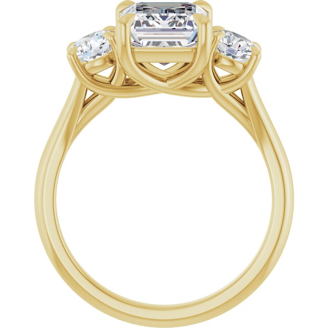 ALEGRA Trilogy Emerald Engagement Ring with Split Band - 18K Yellow Gold - View 2