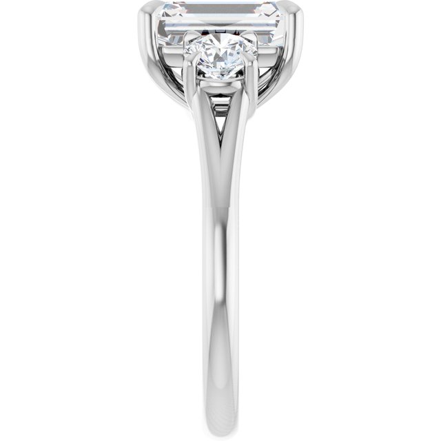 ALEGRA Trilogy Emerald Engagement Ring with Split Band - Platinum - View 4