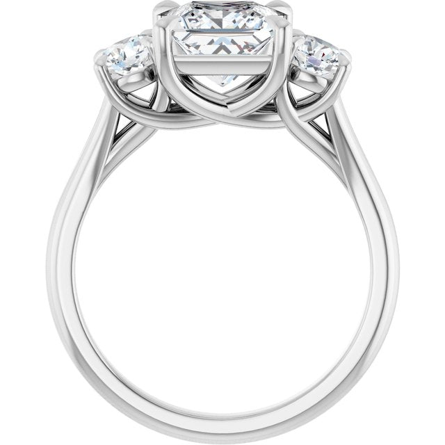 ALEGRA Trilogy Square Engagement Ring with Split Band - Platinum - View 2