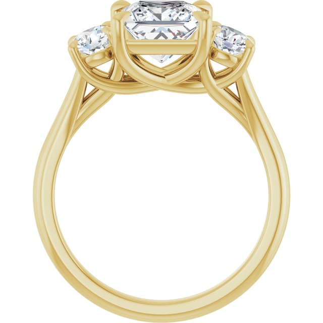 ALEGRA Trilogy Square Engagement Ring with Split Band - 18K Yellow Gold - View 2