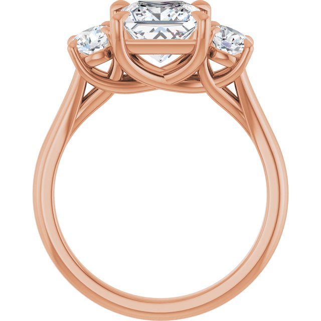ALEGRA Trilogy Square Engagement Ring with Split Band - 18K Rose Gold - View 2