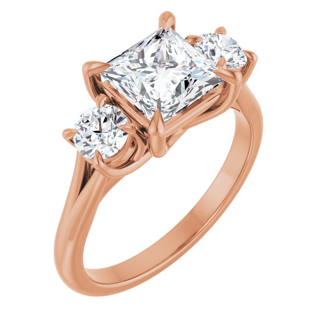 ALEGRA Trilogy Square Engagement Ring with Split Band - 18K Rose Gold - View 1
