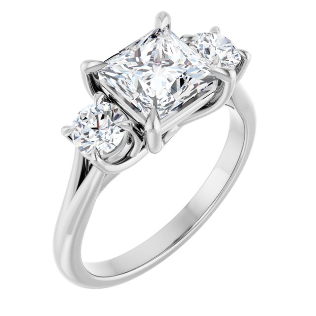 ALEGRA Trilogy Square Engagement Ring with Split Band - Platinum - View 1