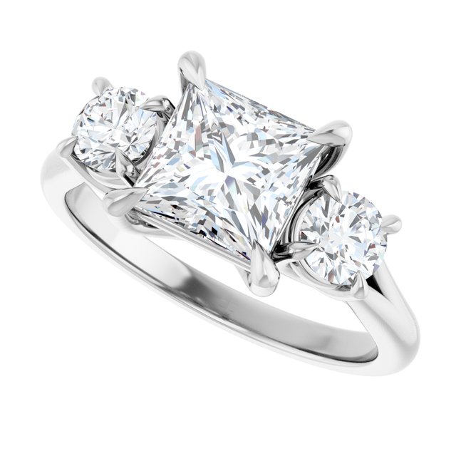 ALEGRA Trilogy Square Engagement Ring with Split Band - Platinum - View 5