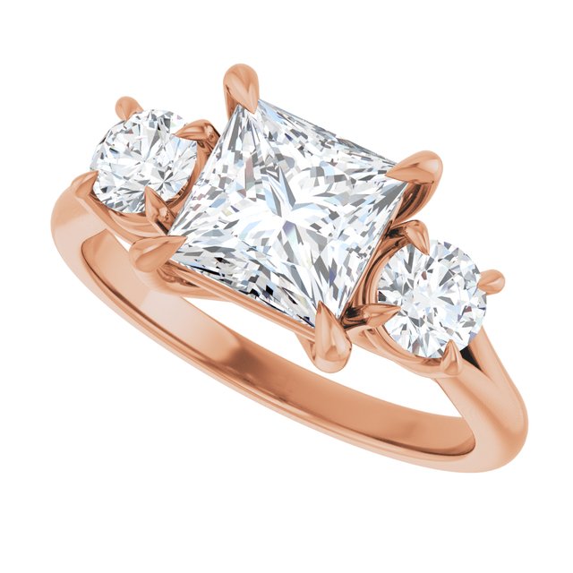 ALEGRA Trilogy Square Engagement Ring with Split Band - 18K Rose Gold - View 5