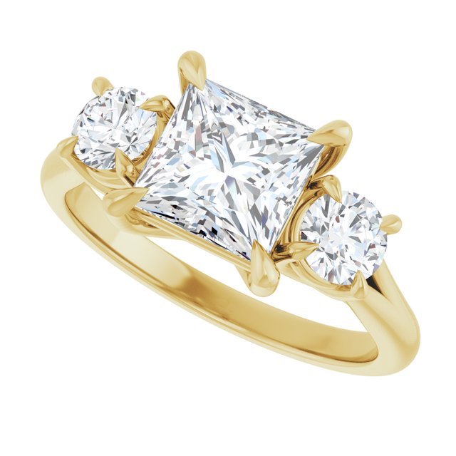ALEGRA Trilogy Square Engagement Ring with Split Band - 18K Yellow Gold - View 5