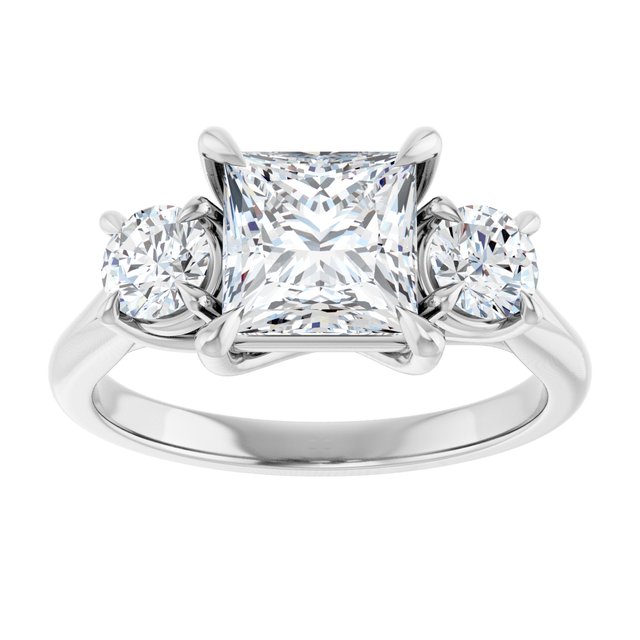ALEGRA Trilogy Square Engagement Ring with Split Band - Platinum - View 3