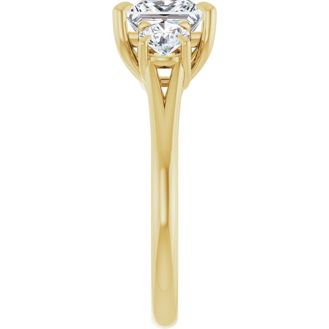 ALEGRA Trilogy Square Engagement Ring with Split Band - 18K Yellow Gold - View 4